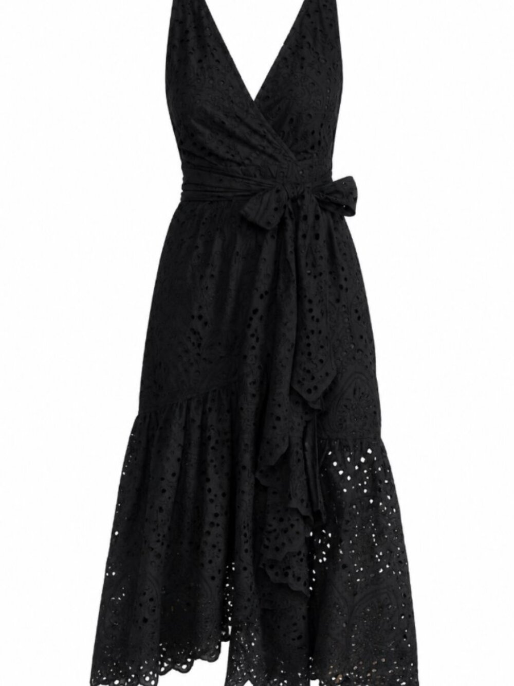 Anthropologie Maeve Black Eyelet Floral Midi Dress Size 12 - Picture 4 of 8